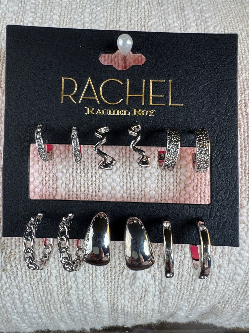 0557-RACHEL Rachel Roy Silver-Tone Mixed Hoop & Huggie Earring Set